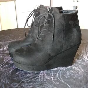 Black Wedge Ankle Boots